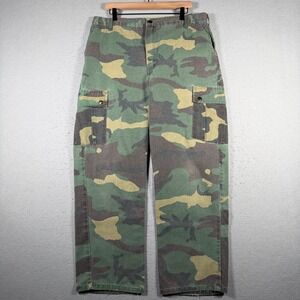 OCOEE Mens Woodland Camo Cargo Pants Green Brown Size 38x30 Utility Streetwear
